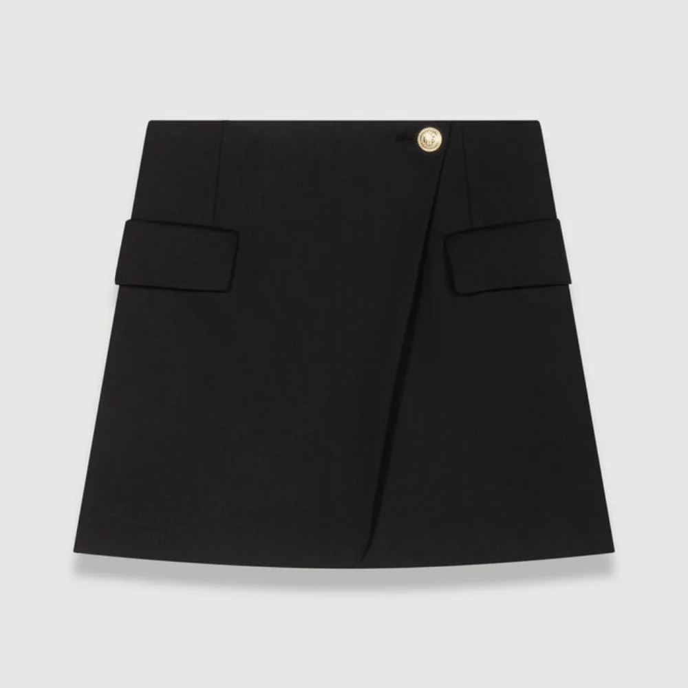 MAJE Asymmetric Wool Wrap Skirt, NWT. Sz L - Picture 2 of 6
